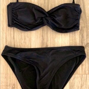 Merona Black 2 Piece Bandeau Removable Strap Sz M